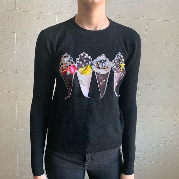 Sweaters - Ice cream Cone Bejeweled Sweater sz Small